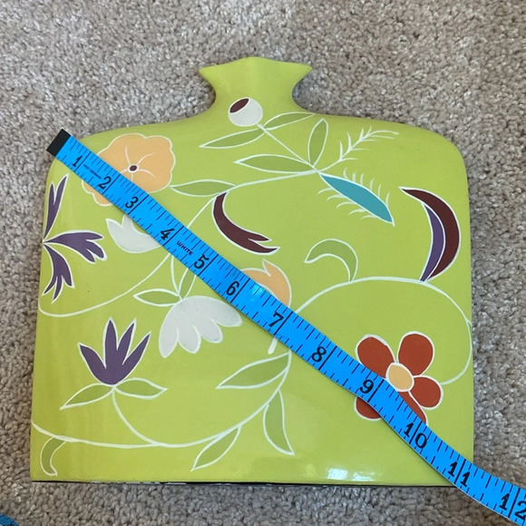 Toyo Next by Jill Rosenwald Art Deco Vase 70s Green‎ Floral Print MCM Abstract - Picture 15 of 17